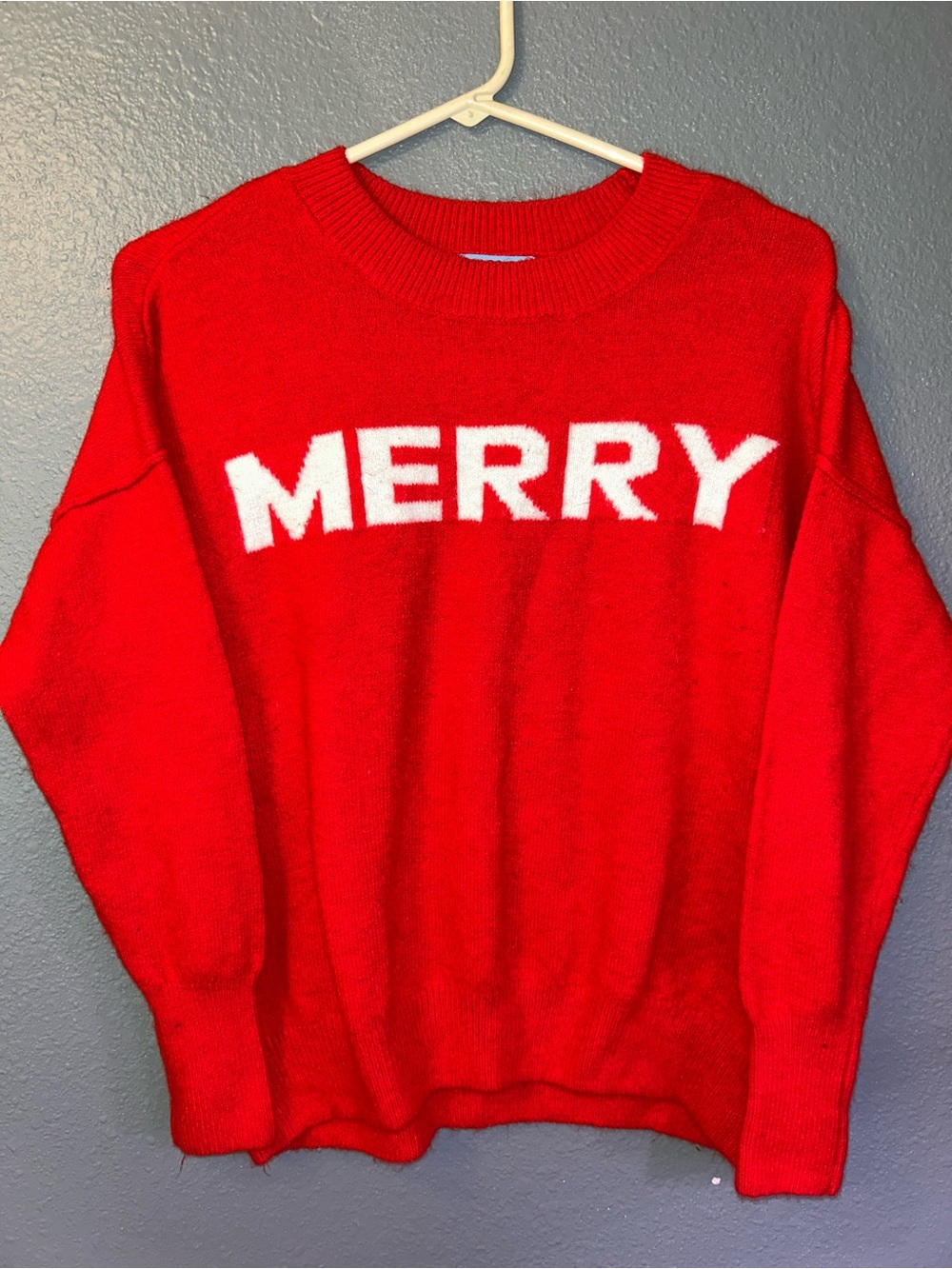 CeCe Red 'MERRY' Crewneck Sweater